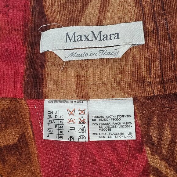 Max Mara Burnout Wrap Midi Skirt Women Size 12 Viscose/Linen - Picture 4 of 13